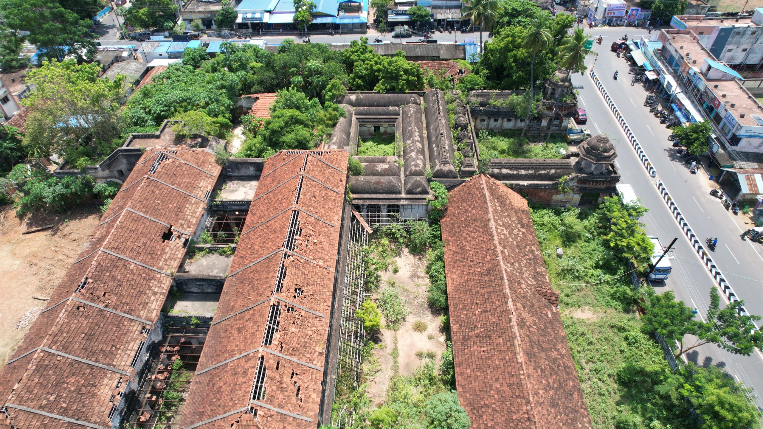 Aerial view of the Mukthambal Chatram, an architectural marvel