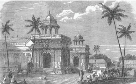 A sketch of Mukthambal Chatram at the time of its construction, capturing how people were awestruck by its captivating architectural beauty